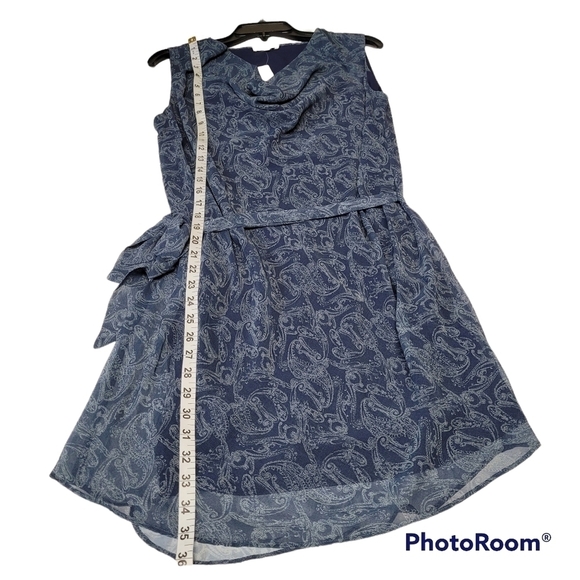 Revolve LAmade Blue Sleeveless Drape Neck Paisley Print Belted Dress Size Small - Picture 4 of 6